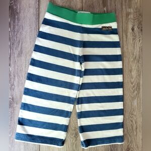 Matilda Jane Toddlers Blue and White Striped Pants with Green Waistband Size 2